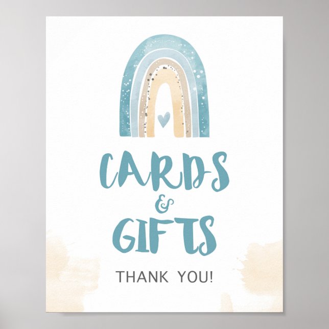 Poster Cartes & Cadeaux Douche Signe bleu Boho Arc-en-cie (Devant)