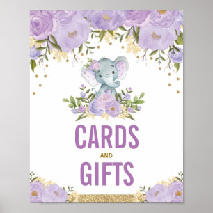 Poster Cartes & Cadeaux Jungle Eléphant Purple Or Eléphan