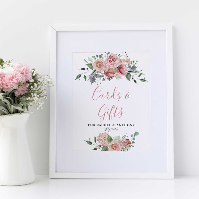 Poster Cartes & Cadeaux Mariage élégant Dusty Rose Blush (Créateur téléchargé)