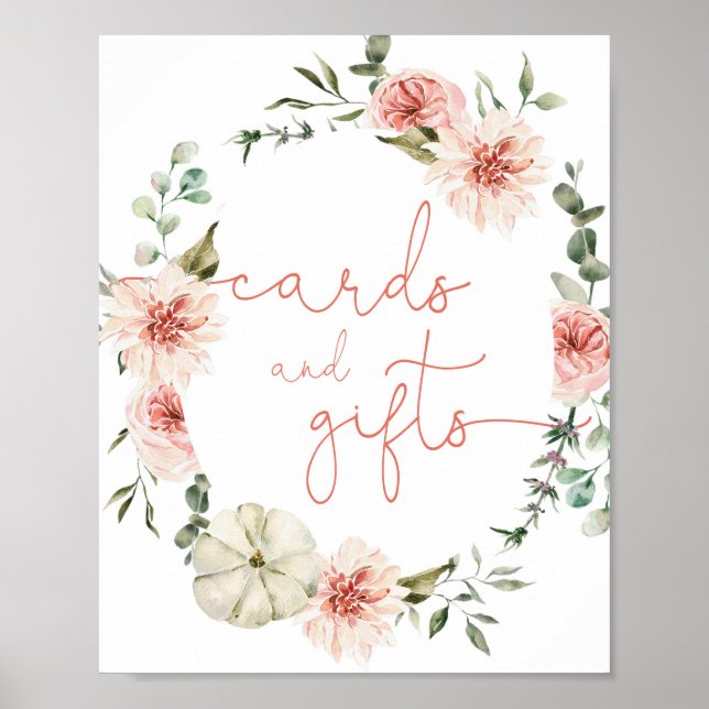 Poster Cartes cadeaux panneau citrouille rose pâle baby s (Devant)