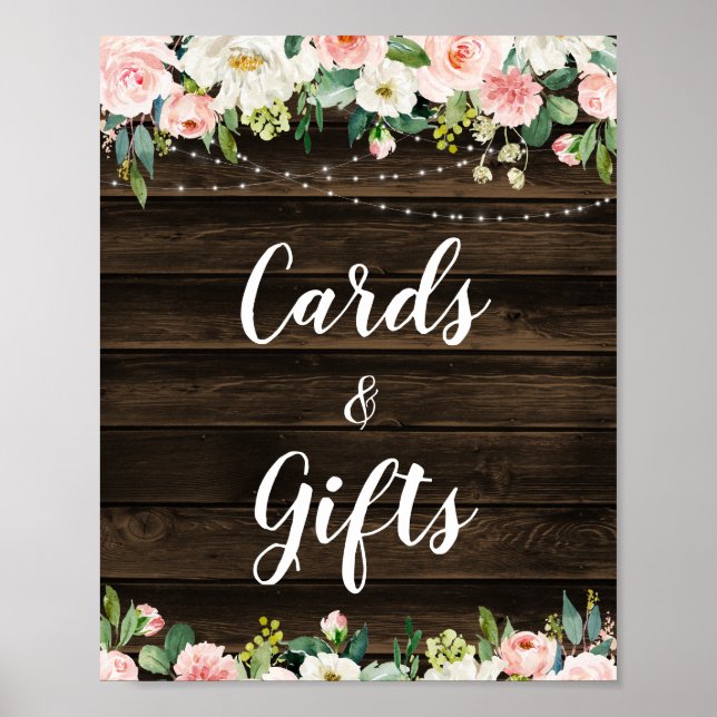 Poster Cartes & Cadeaux Rustiques Rose Floral (Devant)