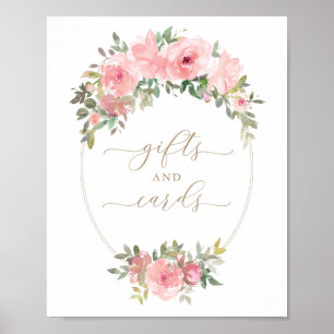 Poster Cartes Cadeaux Signale Rose Floral Baby shower ver