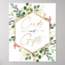 Poster Cartes cadeaux signe Noël rouge or baby shower