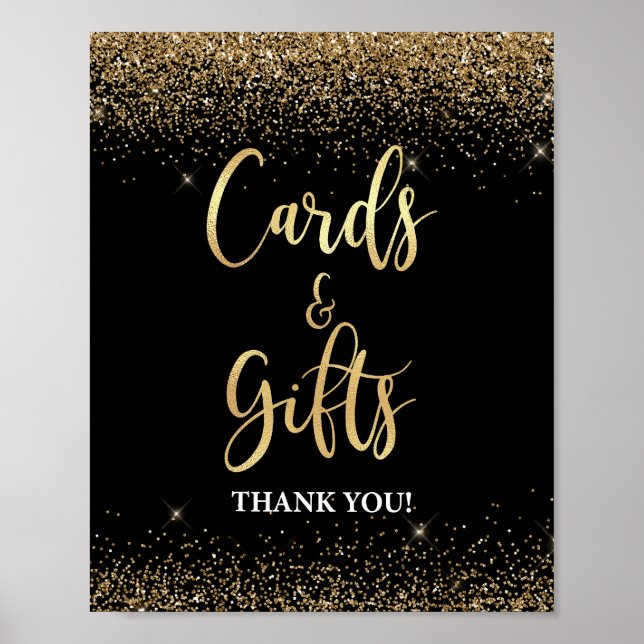 Poster Cartes & Cadeaux Signe Noir & Or Parties scintilla (Devant)