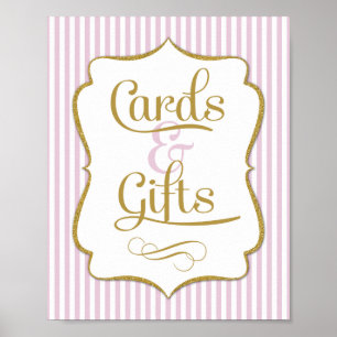 Poster Cartes & Cadeaux Signe Pink Gold Stripe