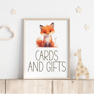 Poster Cartes de bébé en Plaid Renard Mignon Cadeaux Pann
