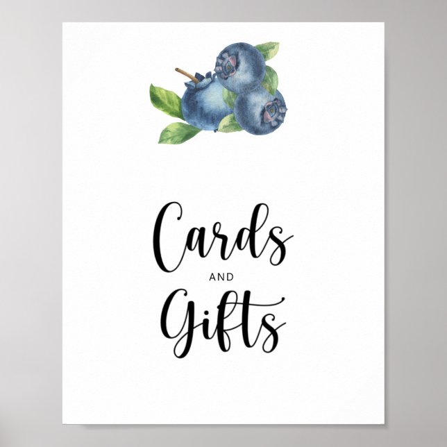 Poster Cartes de bleuets d'aquarelle et baby shower cadea (Devant)