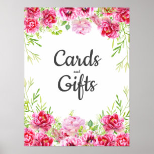 Poster Cartes de fête d'anniversaire à feuilles florales
