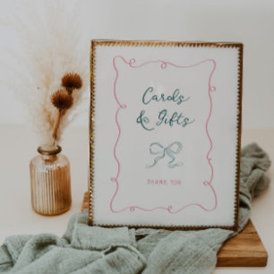 Poster Cartes de Fête des mariées à cadre rose vert