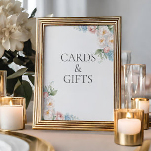 Poster CARTES DE Fête des mariées ET CADEAU BLEU ROSE FLE