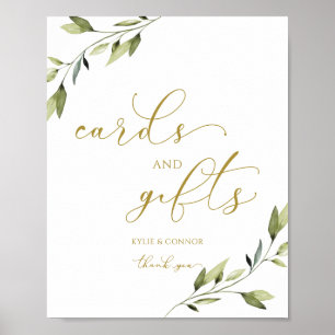 Poster Cartes de Mariage & Cadeaux Signe Vert Vins Or