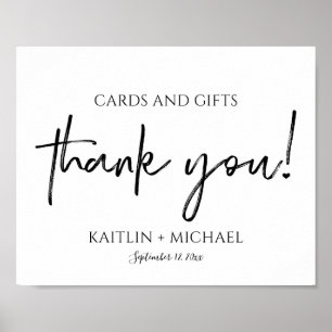 Poster Cartes de mariage et cadeaux 8x10 Script moderne n