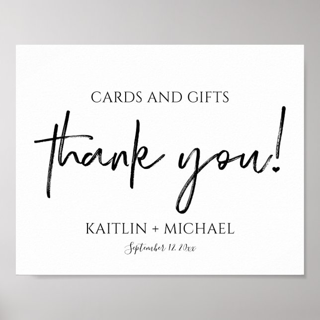 Poster Cartes de mariage et cadeaux 8x10 Script moderne n (Devant)