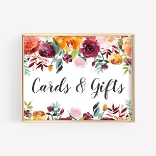 Poster Cartes de mariage florales automnales rustiques de