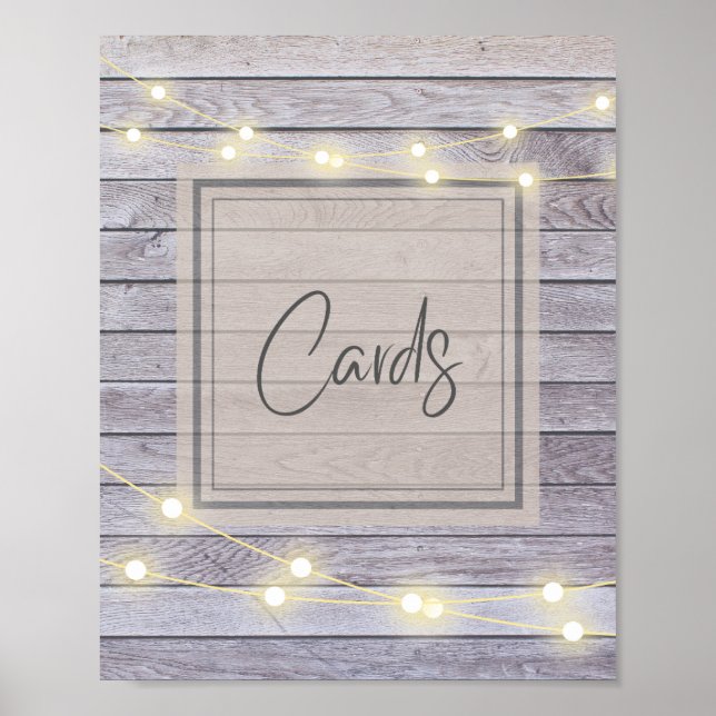 Poster Cartes de mariage ou de Baby shower rustique à la  (Devant)