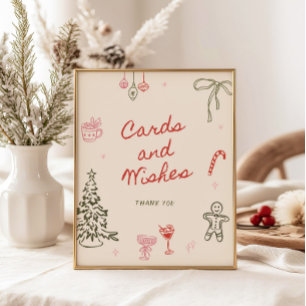 Poster Cartes de Noël dessinées à la main et vœux
