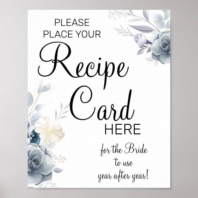 Poster Cartes de recettes à l'aquarelle pancarte de jeu p (Devant)