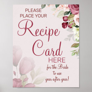 Poster Cartes de recettes à l'aquarelle pancarte de jeu p