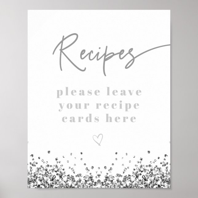 Poster Cartes de recettes de mariage avec paillettes d'ar (Devant)