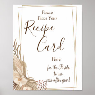 Poster Cartes de recettes en herbe de Pampa pancarte de j