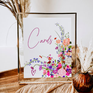 Poster Cartes de script de fleurs sauvages douche nuptial