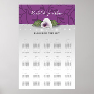Poster Cartes de sièges Mariage Calla Lily blanches et vi