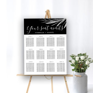 Poster Cartes de sièges Mariage en argent noir et blanc