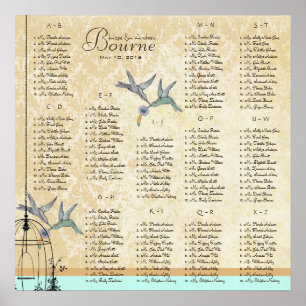 Poster Cartes de sièges pour Inséparables Vintages de col