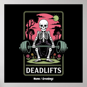 Poster Cartes de Tarot Deadlifts Drôle Skeleton Design d'