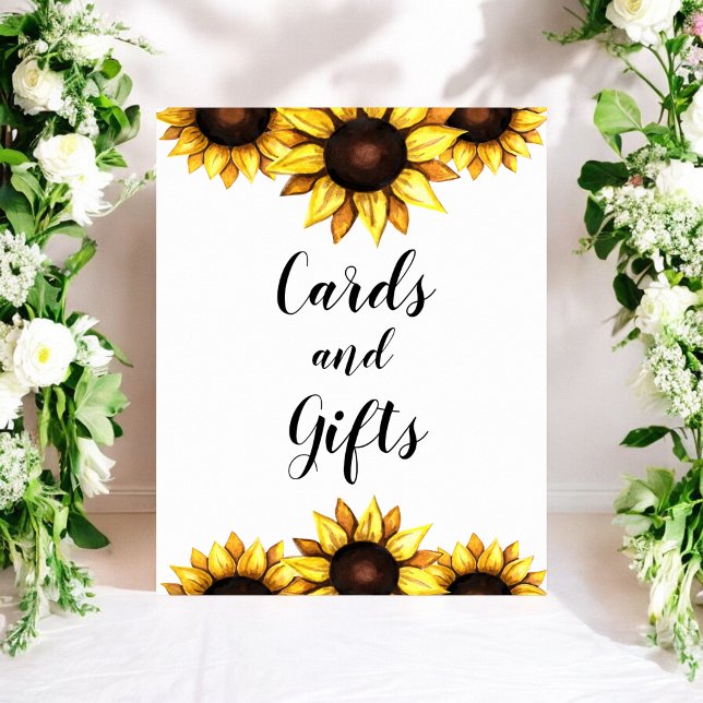 Poster Cartes de tournesol Cadeaux Jaune Blanc Floral (Créateur téléchargé)