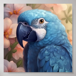 Poster Cartes de voeux Blue Parrot