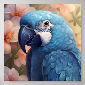 Poster Cartes de voeux Blue Parrot