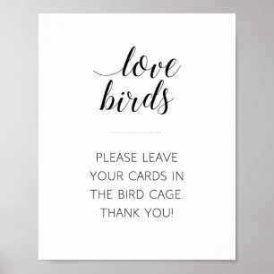 Poster Cartes d'oiseaux d'amour dans la cage aux oiseaux