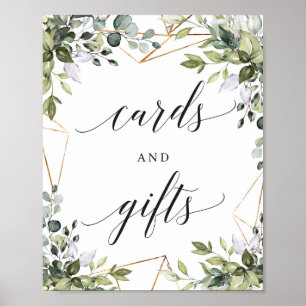 Poster Cartes d'or et enseigne cadeau de verdure