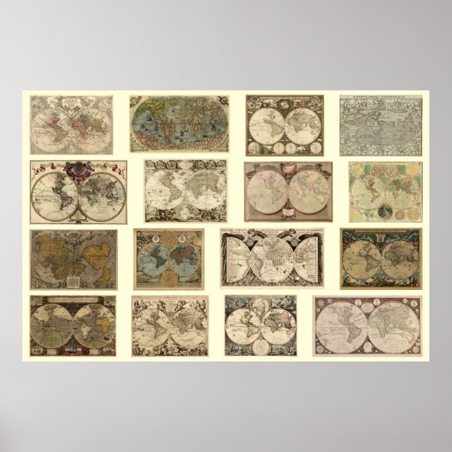 Poster Cartes du Vieux Monde - 16 cartes de plus de siècl (Devant)