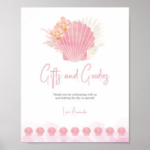 Poster Cartes et accessoires pour Baby Shower Coquillage