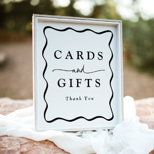 Poster Cartes et Cadeaux à Cadre Ondulé Crème et Noir Mod