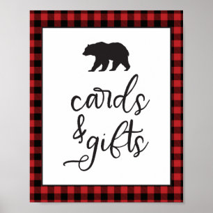 Poster Cartes et cadeaux à motif carreaux rouge et noir a