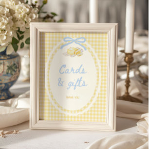 Poster Cartes et Cadeaux à Motif Vichy Jaune Demi-Beurre