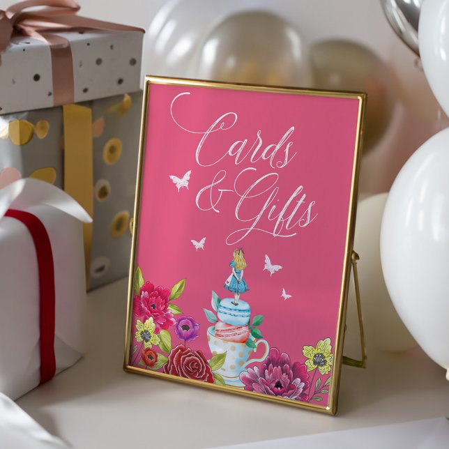 Poster Cartes Et Cadeaux Alice Au Pays Des Merveilles Flo (Cards & Gifts Alice In Wonderland Vibrant Florals Poster)