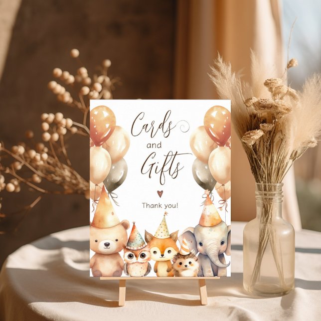Poster Cartes et cadeaux Aquarelle Animaux Baby shower (Créateur téléchargé)