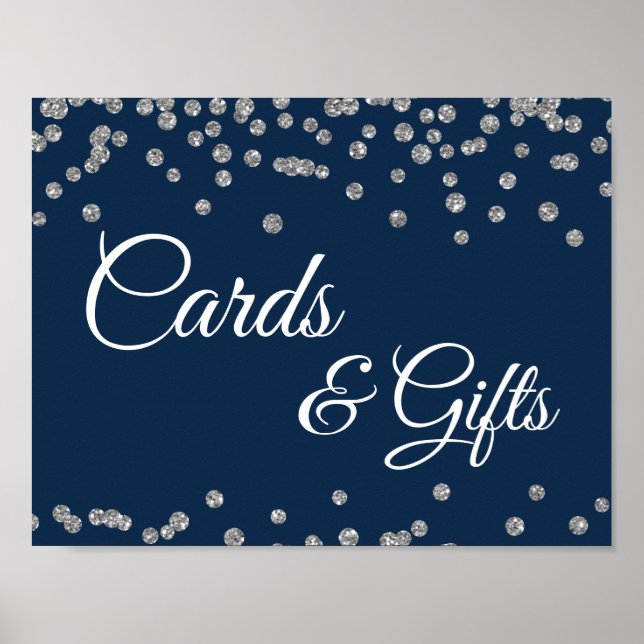 Poster Cartes et cadeaux Argent Faux Parties scintillant  (Devant)