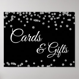 Poster Cartes et cadeaux Argent Faux Parties scintillant 