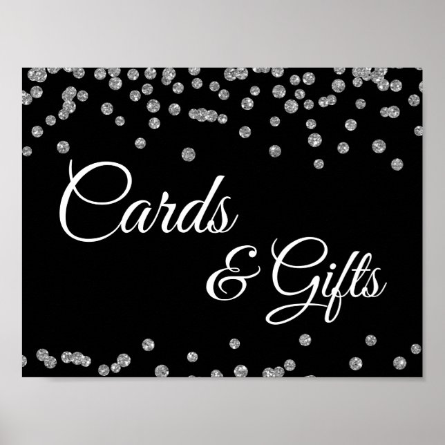 Poster Cartes et cadeaux Argent Faux Parties scintillant  (Devant)