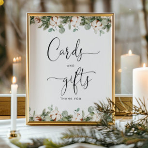 Poster Cartes et cadeaux baby showers à feuillage persist