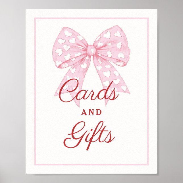 Poster Cartes et cadeaux Baby showers de Pink Bow (Devant)