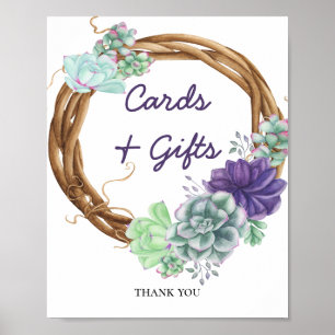 Poster Cartes et cadeaux Baby showers Succulents Aquarell