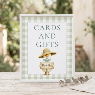 Poster Cartes et Cadeaux Bébé Oie Idiote Gingham Sage Fêt