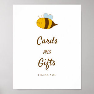 Poster Cartes et cadeaux Bee Baby shower Cute Kawaii Swee
