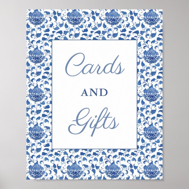 Poster Cartes Et Cadeaux Bleus Intemporels Fête des marié (Devant)